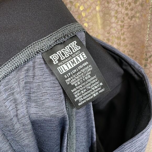 PINK Victorias Secret ultimate leggings, gray with color shifting stripes S NWOT - Picture 6 of 6